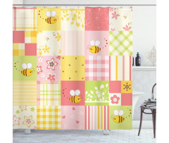 Floral and Geometric Tiles Shower Curtain