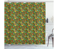 Summer Composition Insects Shower Curtain
