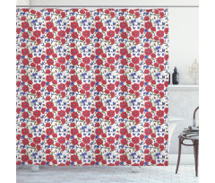 Summer Theme Red Poppies Shower Curtain