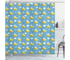 Bees Wings Big Eyes Doodle Shower Curtain
