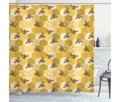 Silhouette Multiple Bees Shower Curtain