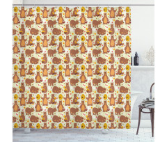 Grizzly Bear Eating Honey Shower Curtain