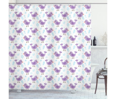 Lullaby Themed Birds Shower Curtain