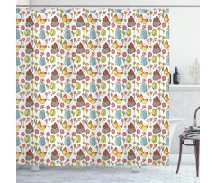 Rose Hip Plant and Peony Shower Curtain