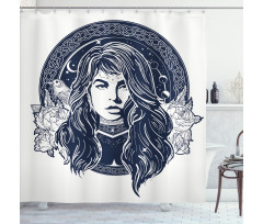 Occult Woman Portrait Shower Curtain