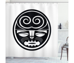 Black Maori Mask Design Shower Curtain