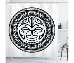 Maori Face Mask Shower Curtain