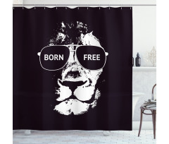 Lion Glasses Shower Curtain