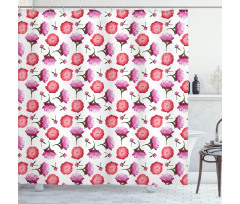 Pink and Violet Peonies Shower Curtain
