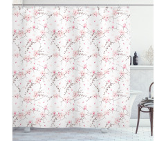 Falling Magnolia Pattern Shower Curtain
