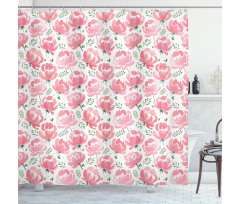 Stamped Peony Design Shower Curtain