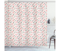 Pink Roses and Peonies Shower Curtain