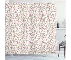 Top View Roses and Buds Shower Curtain