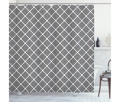 Monochrome Boho Design Shower Curtain