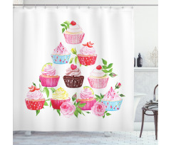 Pyramids of Cupcakes Shower Curtain