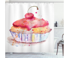Ink Splatter Cupcake Shower Curtain