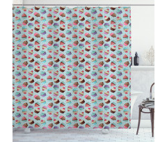 Hearts and Cupcakes Shower Curtain