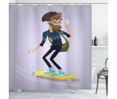 Young Man on Longboard Shower Curtain
