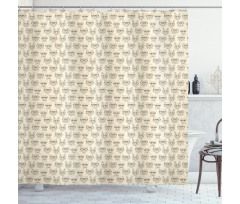 Cats Neck Ties Glasses Shower Curtain
