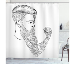 Serious Man Fist Beard Shower Curtain