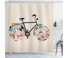 Bike with Retro Shower Curtain