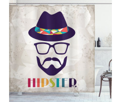 Man Hat Glasses Beard Shower Curtain