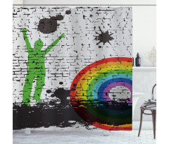 Rainbow Dart Art Shower Curtain