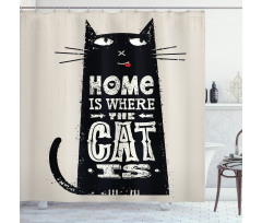 Black Cat Stained Shower Curtain