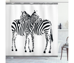 2 Zebras Silhouette Shower Curtain
