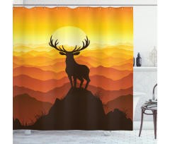 Deer Sunset Mountains Shower Curtain