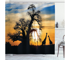 Giraffes Baobab Tree Shower Curtain