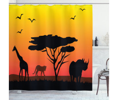 Silhouette of Animals Shower Curtain