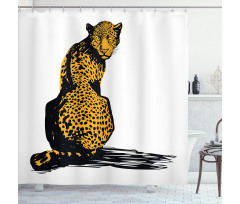 Sketch Leopard Shadow Shower Curtain