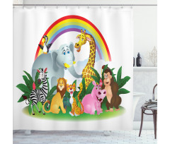 Animals Under Rainbow Shower Curtain