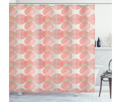 Dash Lines Circle Print Shower Curtain