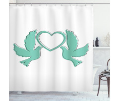 Doves and a Heart Shower Curtain