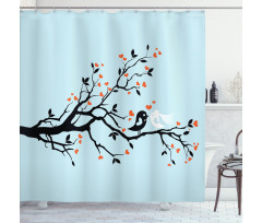 Happy Bird Couple Shower Curtain