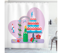 Bridecake and Wine Shower Curtain