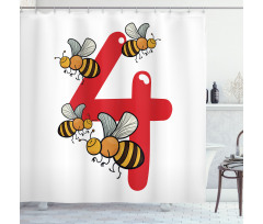 4 Hardworking Bees Shower Curtain