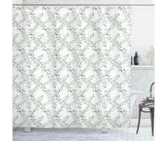 Twiggy Rose Branches Shower Curtain
