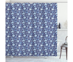 Chinese Porcelain Motif Shower Curtain