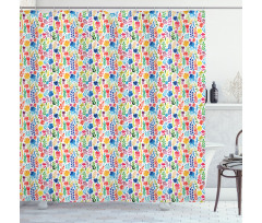 Tulips Roses and Pansies Shower Curtain