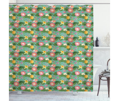 Vivid Color Hibiscus Shower Curtain