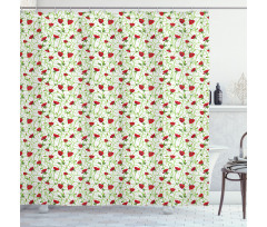 Twiggy Poppy Flowers Shower Curtain