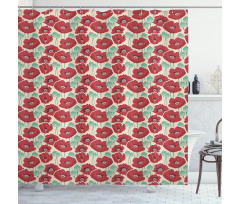 Watercolor Effect Poppy Shower Curtain