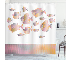 Modern Sea Animal Zigzag Shower Curtain