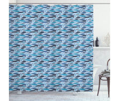 Graphic Fish Silhouettes Shower Curtain