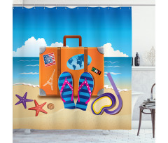 3D Travel Suitcase Shower Curtain