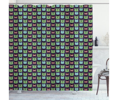 Cat Heads Geek Fashion Shower Curtain