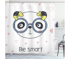 Doodle Panda Girl Glasses Shower Curtain